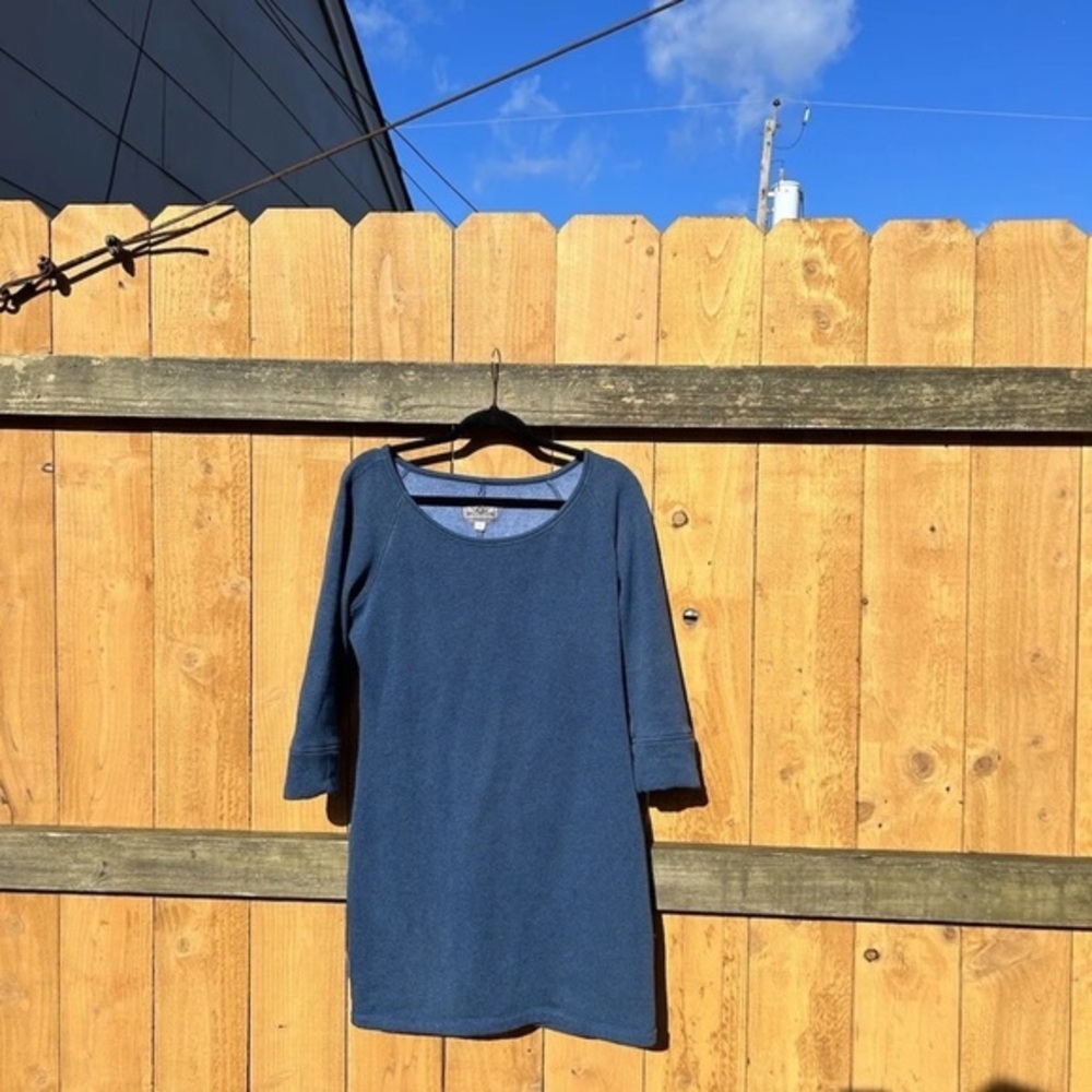 UGG Scoop Neck Mini Blue Fleece Dress Size Medium Warm 3/4 Sleeve Winter Fall
